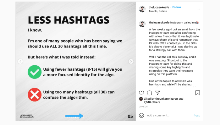 Using Hashtag Strategy on Instagram